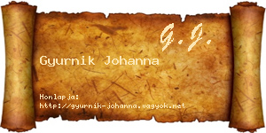 Gyurnik Johanna névjegykártya